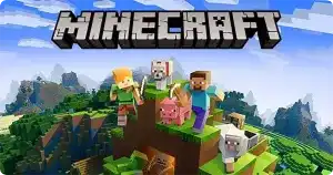 mundo minecraft com blocos e personagens